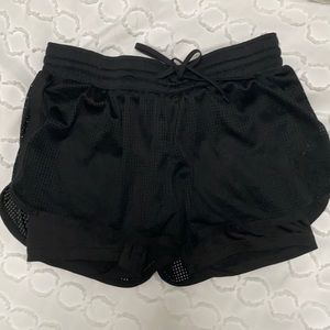 Mesh workout shorts with attached spandex
